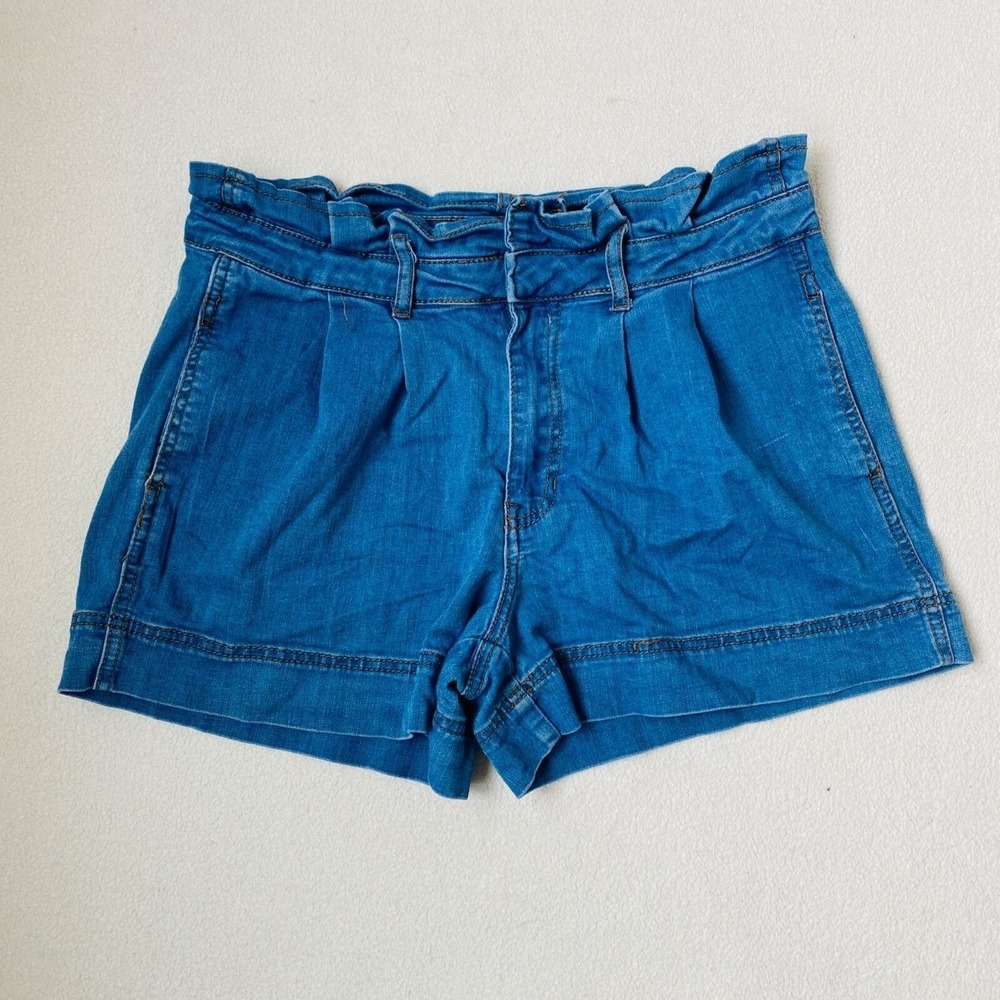 C Est 1946‎ Jean Shorts Womens 10 High Waisted Paper Bag Stretch Denim Loose Fit